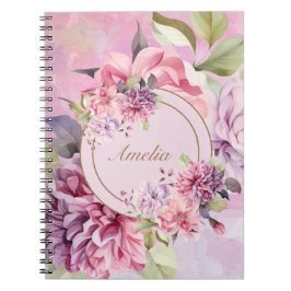 Caderno Espiral Notebook de Buquê Floral Elegante Watercolor