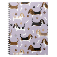 Notebook de Cachorro Basset e Pinças