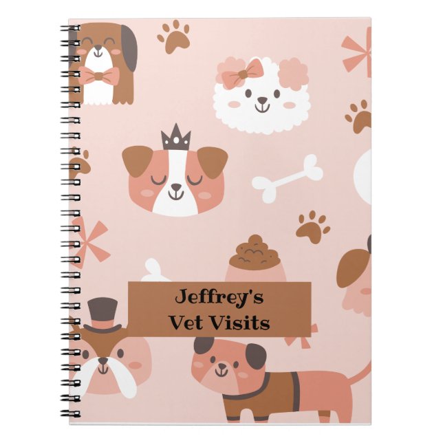 Caderno Espiral Notebook de cães personalizado ou para visitas de  (Frente)