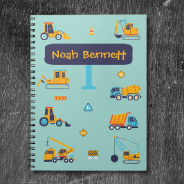 Caderno Espiral Notebook de caminhão de construção personalizado p