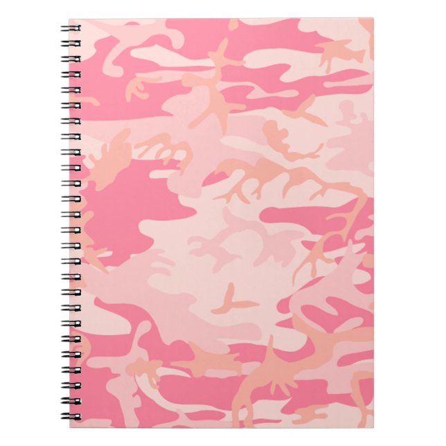 Caderno Espiral Notebook de Camouflagem de rosas claro (Frente)
