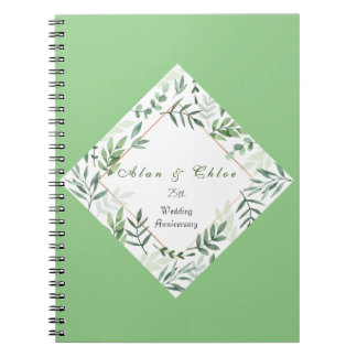 Caderno Espiral Notebook De Casamento Verde Botânico Com Foto Espi
