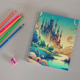 Caderno Espiral Notebook de castelo de fantasia mágica