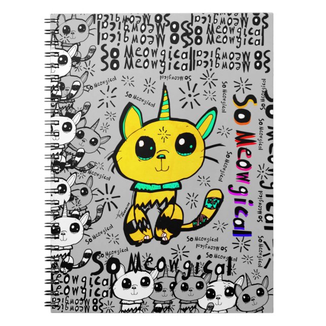 Caderno Espiral Notebook de Cat tão mewogical (Frente)