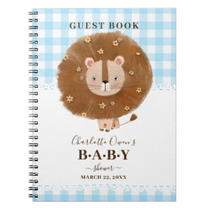 Caderno Espiral Notebook de Chá de fraldas azul de leão-bebê bonit