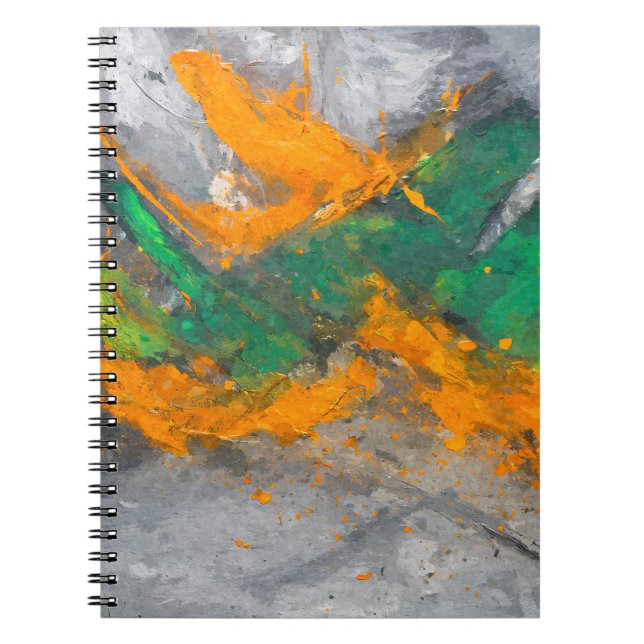Caderno Espiral Notebook de Cinza verde laranja (Frente)