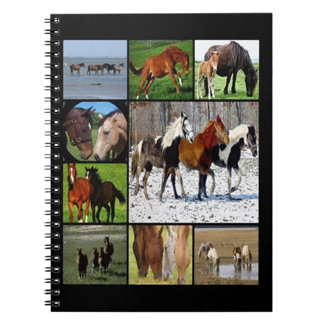 Caderno Espiral Notebook de colagem de cavalos (Frente)