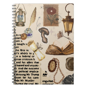 Caderno Espiral Notebook de colagem estética de safra - Livro anti