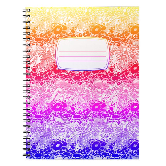 Caderno Espiral Notebook de composição de onda arco-íris (Frente)