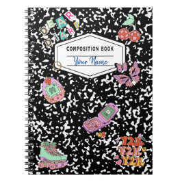 Caderno Espiral Notebook de composição retrorreflectora Y2K