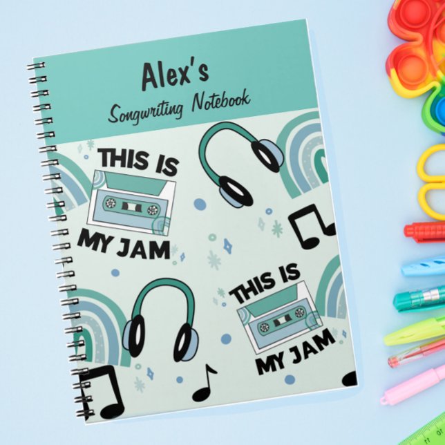 Caderno Espiral Notebook de compositor divertido para Green Boys (Criador carregado)