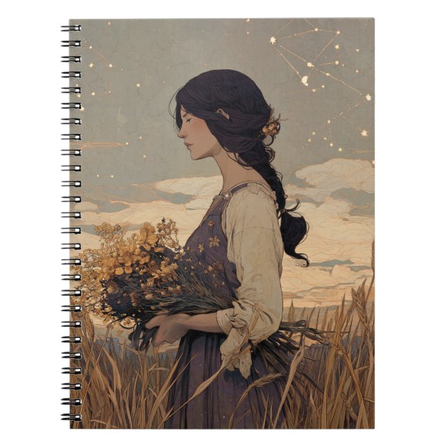 Caderno Espiral Notebook de Constelação de Virgem (Frente)