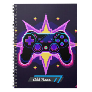 Caderno Espiral Notebook de controladora de jogos Pixel - Nome edi