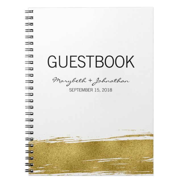 Caderno Espiral Notebook de convidado de casamento Dourado moderno (Frente)