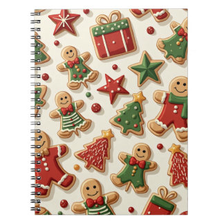Caderno Espiral Notebook de Cookies Estrelas da Árvore de Natal