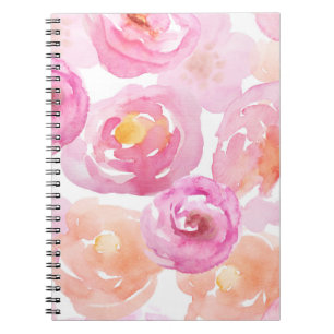 Caderno Espiral Notebook de cor-de-rosa-branca e amarelo-alaranjad