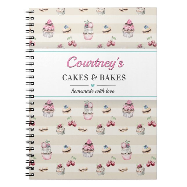 Caderno Espiral Notebook de cozinha doméstica com receitas de dese (Frente)