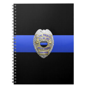 Caderno Espiral Notebook de Crachá Thin Blue Line Brothers Keeper