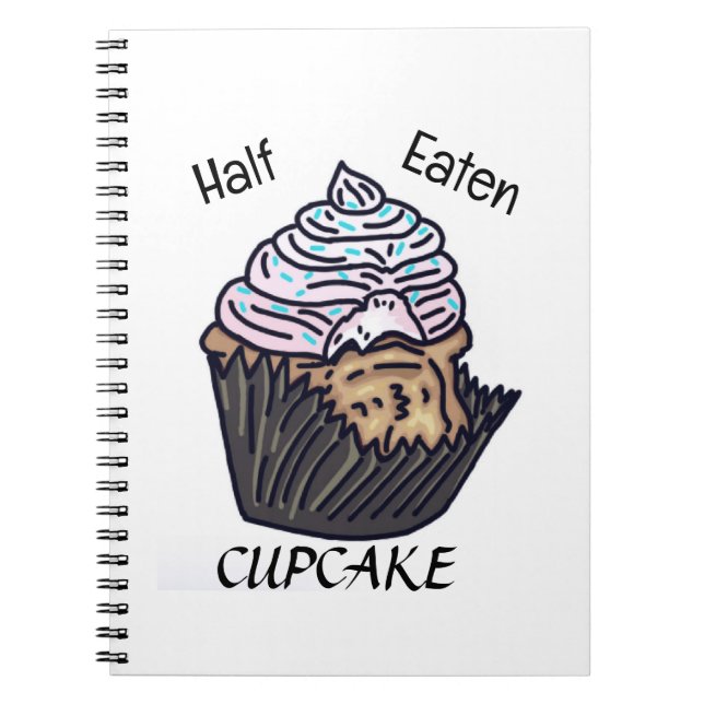 Caderno Espiral Notebook de cupcake comido pela metade (Frente)