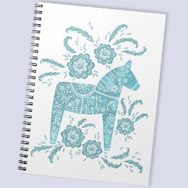 Caderno Espiral Notebook de Dala Horse Teal & White Foley