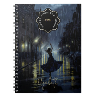 Caderno Espiral Notebook de dança de chuva da meia-noite