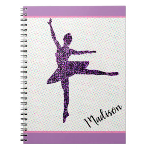 Caderno Espiral Notebook de Dançarina Sparkle Personalizado de Pon
