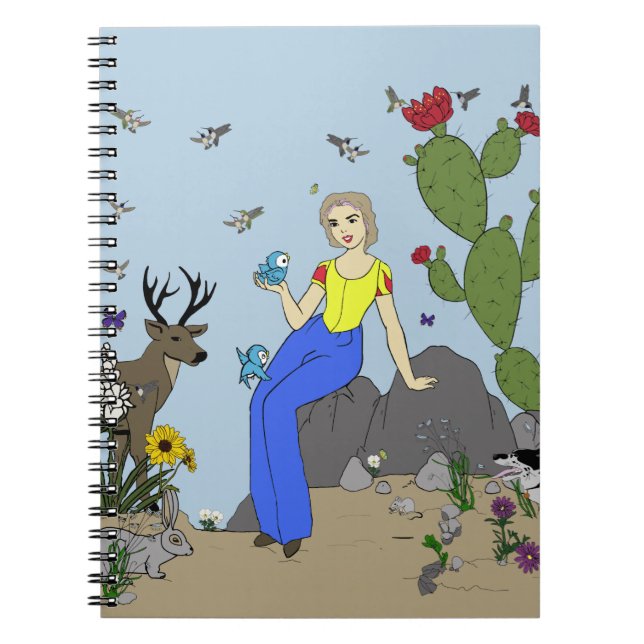 Caderno Espiral Notebook de Desert Girl and Animal (Frente)