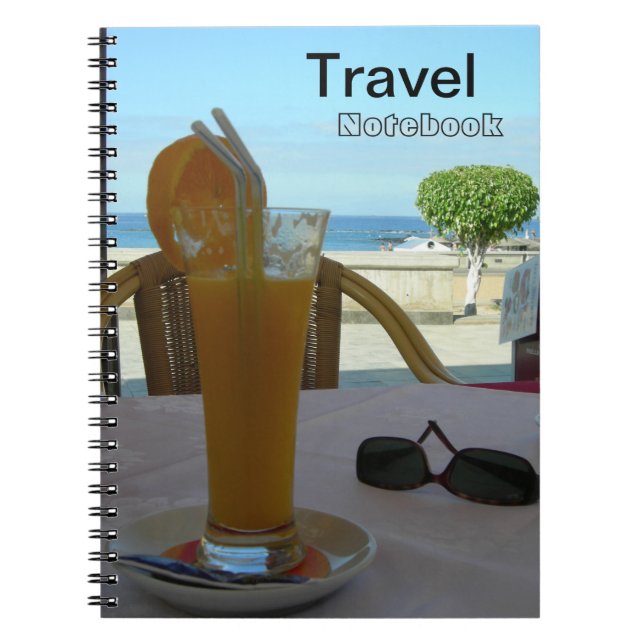 Caderno Espiral Notebook de destino de Viagem de suco de laranja (Frente)