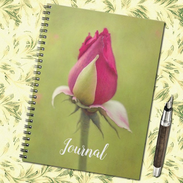 Caderno Espiral Notebook de Diário de Arte Bud rosa vermelha (Red Rose Bud Journal Spiral Notebook)