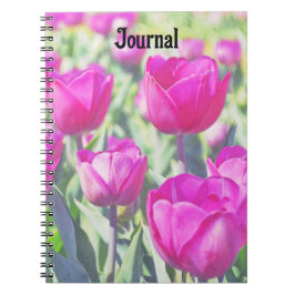 Caderno Espiral Notebook de Diário de Arte do Jardim de Tulip Rosa