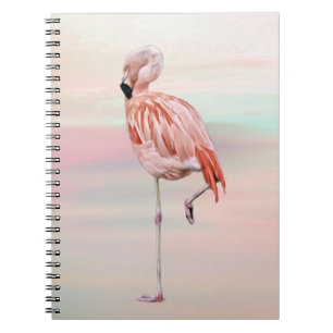 Caderno Espiral Notebook de Diário de Arte Pássaro Flamingo Rosa