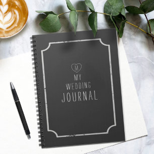 Caderno Espiral Notebook de Diário de Casamento Rustic Chalkboard