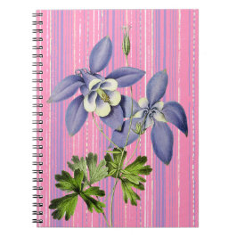 Caderno Espiral Notebook de Diário de Flor Columbina de Estilo Vin
