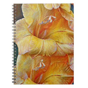 Caderno Espiral Notebook de Diário de Flor Gladiolus Artsy Amarel