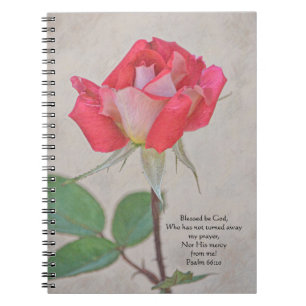 Caderno Espiral Notebook de Diário de oração rosa-rosa bonito