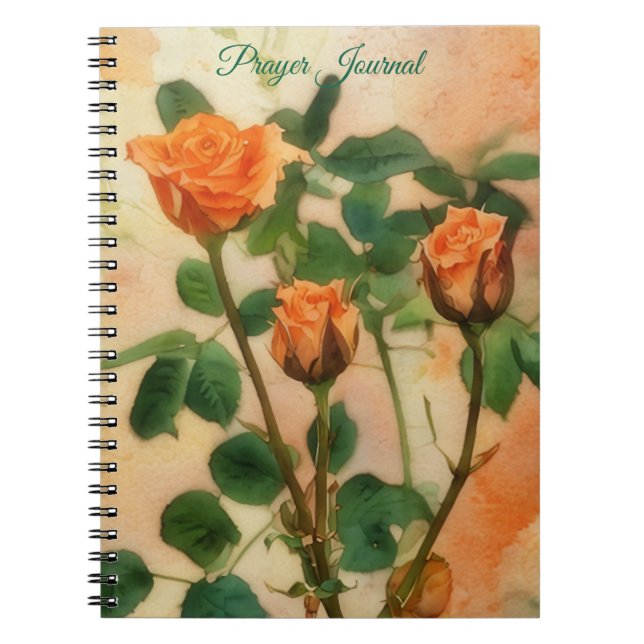 Caderno Espiral Notebook de Diário de orações de Rosas laranja (Frente)