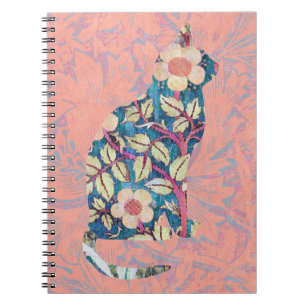 Caderno Espiral Notebook de Diário de silhueta de Cat Floral