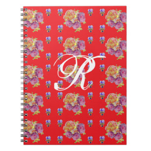 Caderno Espiral Notebook de Diário inicial Floral Rosa vermelha Sh
