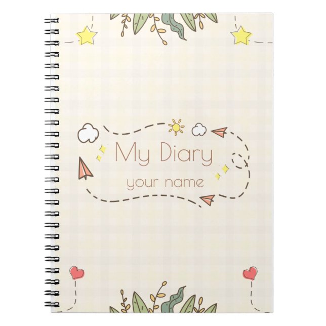 Caderno Espiral Notebook de diário personalizado com nome (Frente)