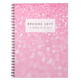 Caderno Espiral Notebook de Diário personalizado cor-de-rosa Spark