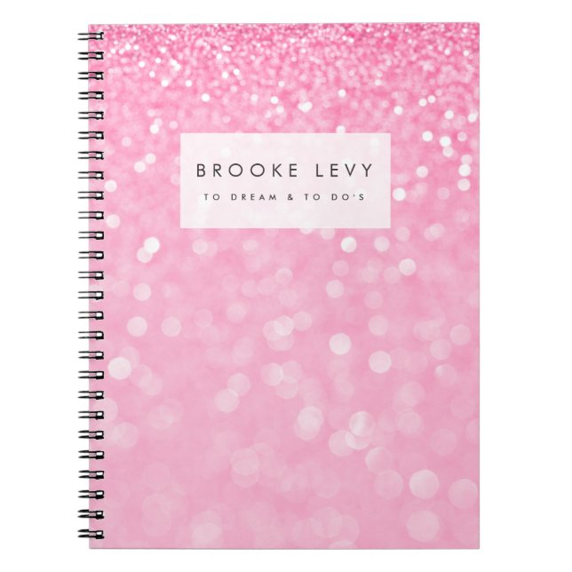 Caderno Espiral Notebook de Diário personalizado cor-de-rosa Spark (Frente)