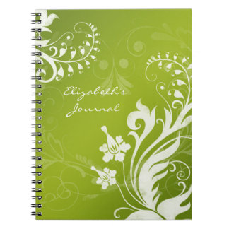 Caderno Espiral Notebook de Diário Personalizado Verde Elegante