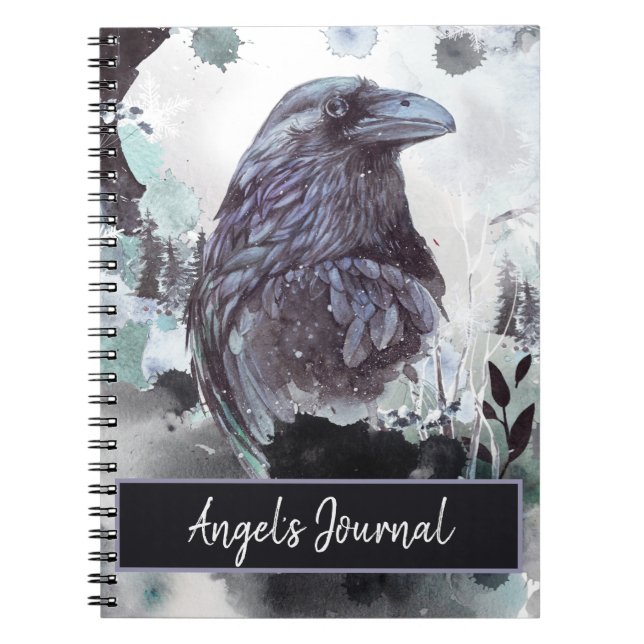 Caderno Espiral Notebook de Diário Raven personalizável (Frente)