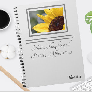 Caderno Espiral Notebook de Diário Sunflower personalizável de 6,5