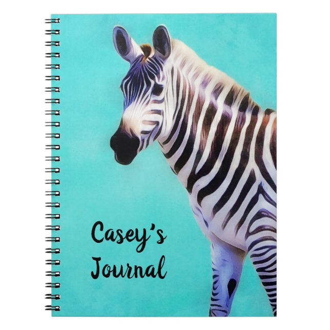 Caderno Espiral Notebook de Diário Zebra Art com Nome Pessoal (Frente)