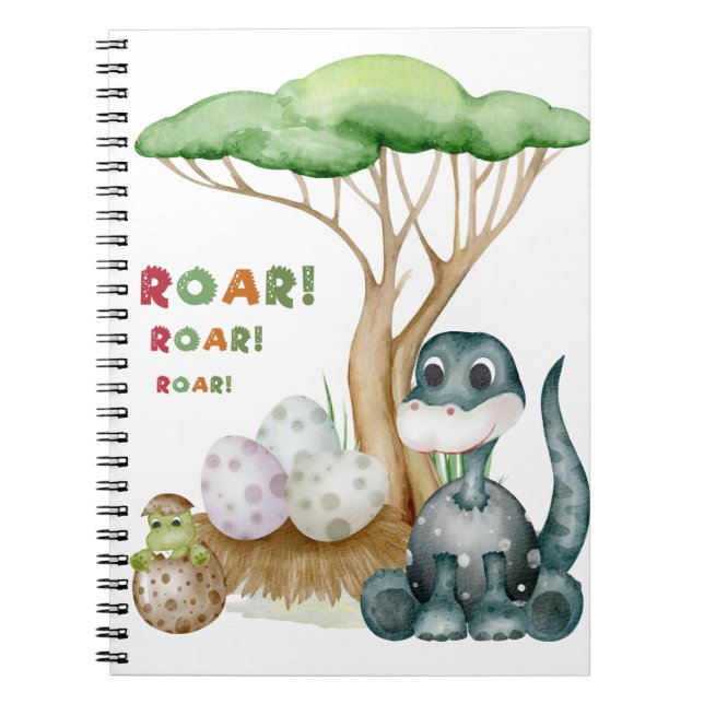 Caderno Espiral Notebook de dinossauro bonito (Frente)