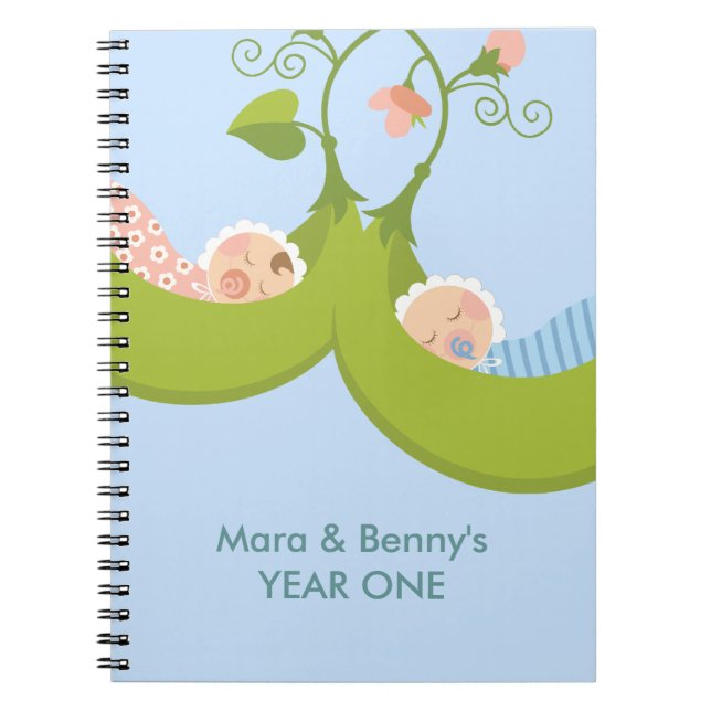 Caderno Espiral Notebook de duas ervilhas em um garoto de pod gême (Frente)