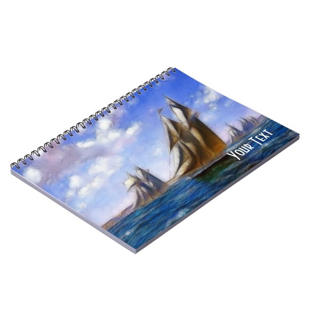 Caderno Espiral Notebook de embarcações à vela fantasma (Left Side)