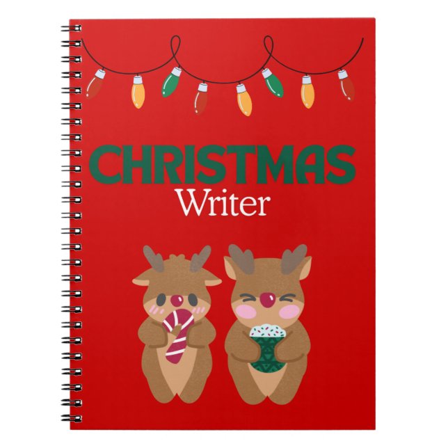 Caderno Espiral Notebook de escritor natalino - Reindeer (Frente)