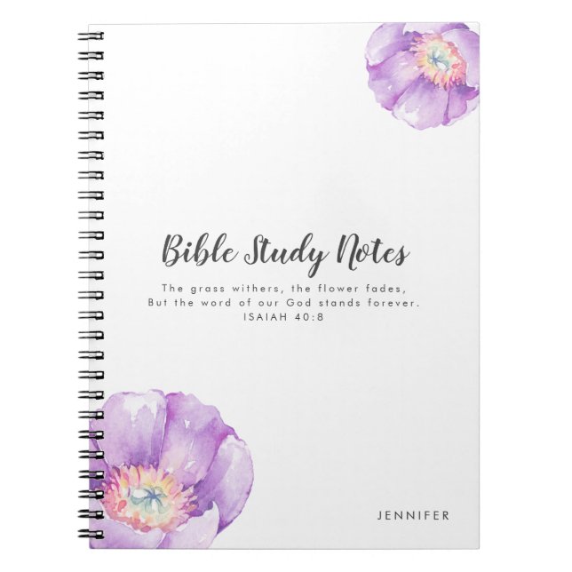 Caderno Espiral Notebook de estudos personalizados de Bíblias Lila (Frente)